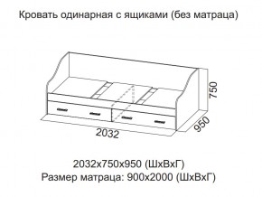 Кровать одинарная с ящиками (Без матраца 0,9*2,0) в Березниках - berezniki.магазин96.com | фото